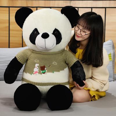 Cute Sweater Panda Plush Toy Cloth Doll Large National Treasure Black and White Panda Doll Girl Birthday Gift
