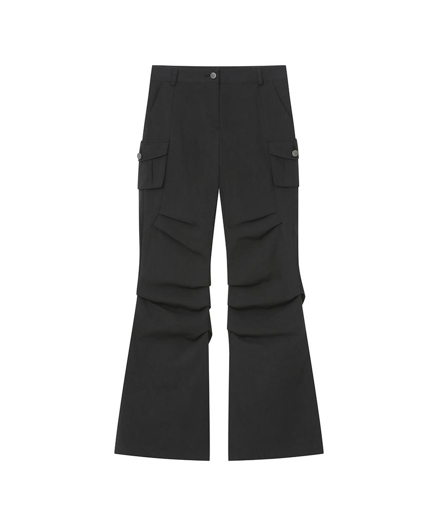 MISEKI SEOUL Hannah Side Pocket Flared Pants Black