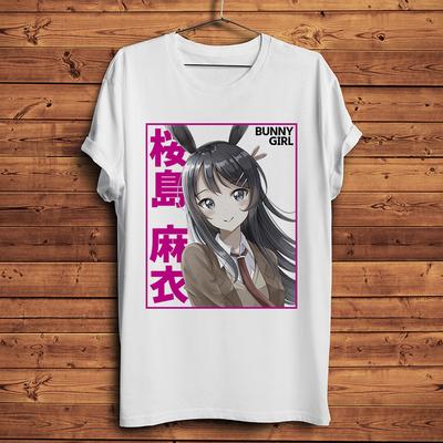 Kawaii Bunny Girl Senpai Mai Sakurajima Funny Anime T Shirt Unisex New White Casual TShirt Unisex Otaku Unisexga Waifu Streetwear Tee