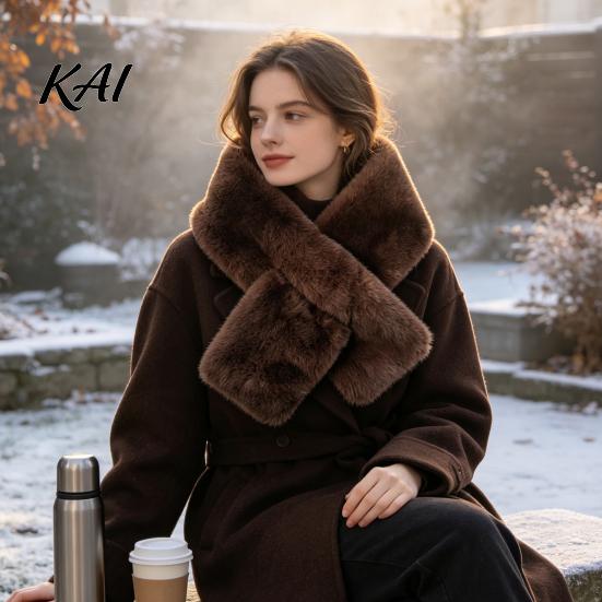 Soft Imitation Mink Fur Scarf Women Scarf, Thickened Plush Neck Faux Warmer Warmer, Cold Weather Elegant Shawl Wrap Accessory for Winter Luxury