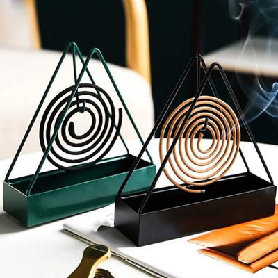 1/2Pcs Triangle Incense Coil Holder with Ash Catcher Tray Repellent Spiral Incense Hanger Stand Portable Incense Burner Decoration