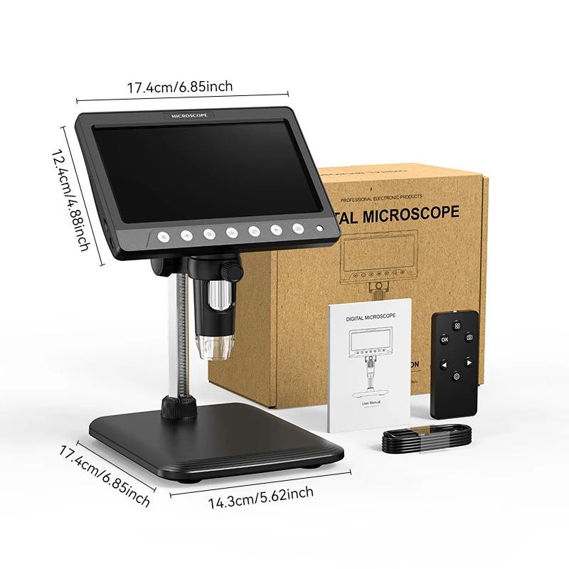 7 Inch IPS 5MP 1200X Digital Coin Microscope 1080P Video Microscope Repairing Circuit Device Ultra-Precise Focusing Camera