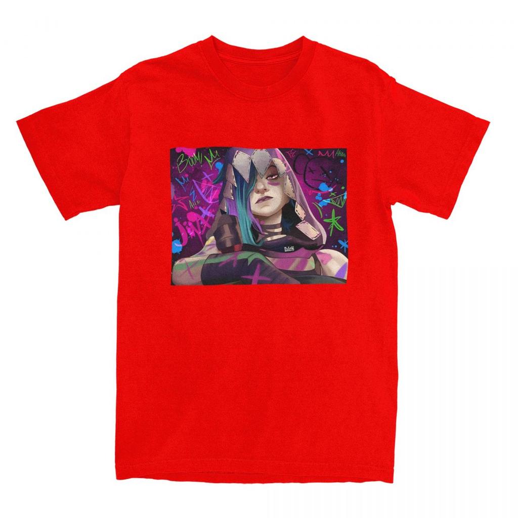 Jinx Arcane Anime T-Shirt Mens Aesthetic 100 Cotton T-Shirts Summer Comfortable Fashion Tee Shirt Design Oversized Tops