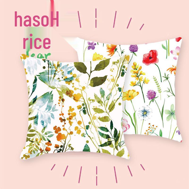 Green Leaves Plant Backrest Cushion Cover for Sofa & Bedroom