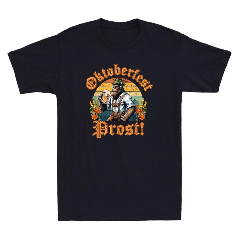 Gerunisex Bigfoot Lederhosen Oktoberfest Prost Beer Mug Gift Vintage Unisexs Tshirt