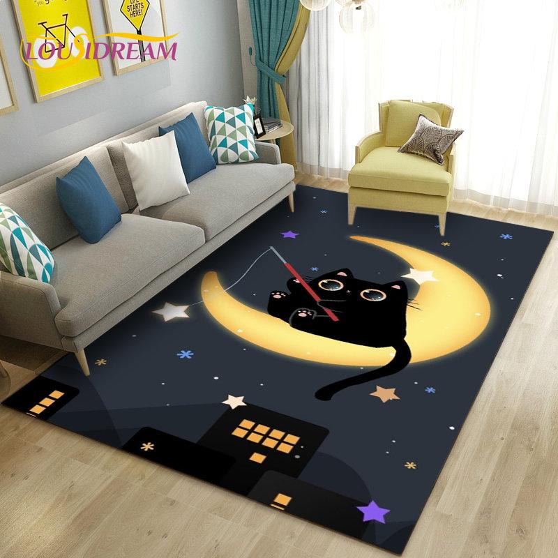 3D Cartoon Cute Cat Area Rug,Carpet Rug for Living Room Bedroom Sofa Doormat Kitchen Decoration,Kid Play Game Non-slip Floor Mat