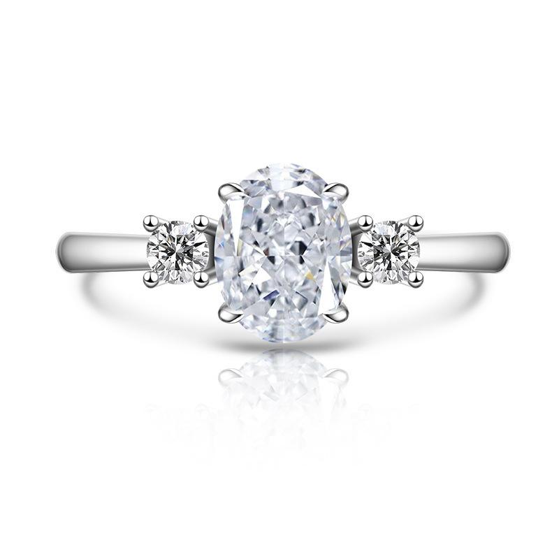 2026 Explosive Flash Transparent Ice Flower Cut Pigeon Egg Ring Women s European and American Fashion Simple Color Treasure High Carbon Diamond Ring Resizable