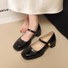 Women Pumps 2026 New Mary Jane Shoes for Women Big Size Belt Buckle Small Leather Shoes for Women Thick Heels High Heels Shoes