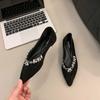 French pointed rhinestone Mary Jane single shoes women's 2025 spring and autumn new flat bottom sweet soft sole evening shoes laden shoes