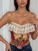 Retro Jacquard Lace Patchwork Fishbone Corset - Sexy French Oil Painting Style