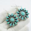 Kingman Turquoise Cluster Earrings: Sterling Silver Multi Stone Design Ring