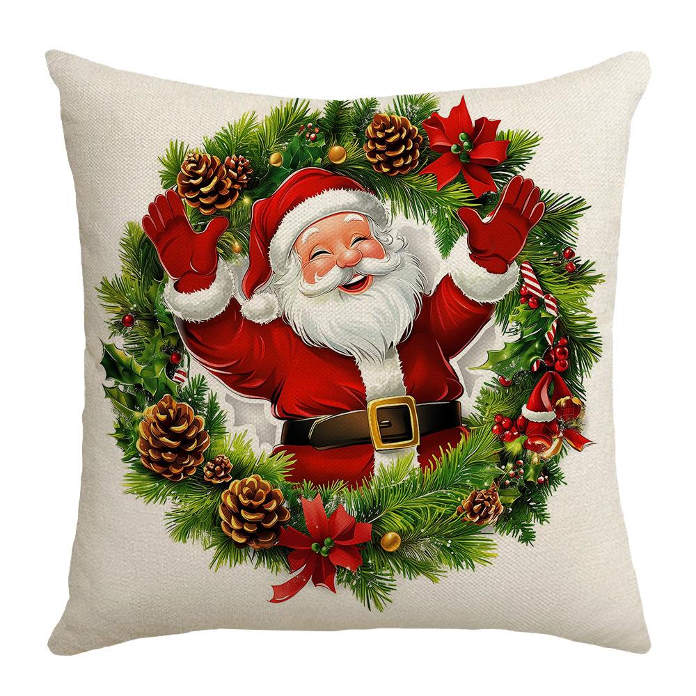 New Christmas Wreath Santa Claus Snowman Elements Festive Warm Home Bedroom Sofa Cushion Cushion