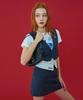 Fancy Club [Nf] Striped Layered Mini Skirt (Navy)_F23Qd833