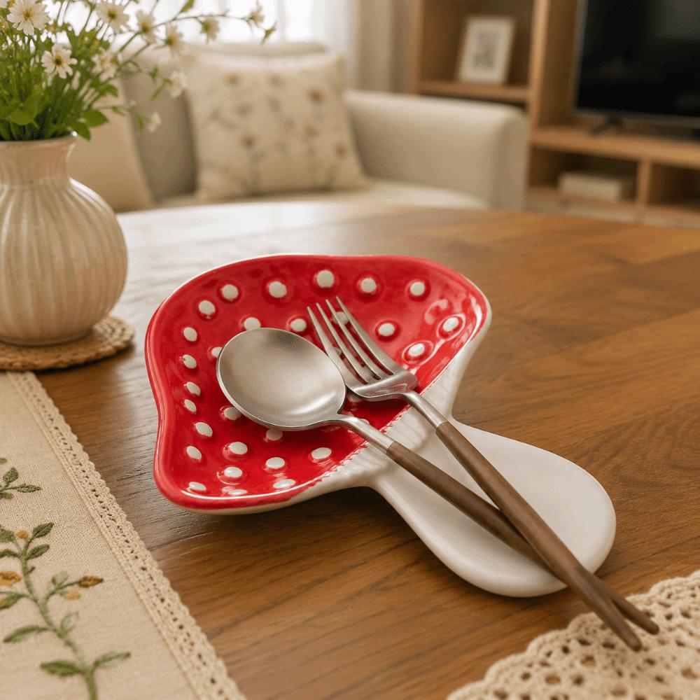 Ceramic Mushroom Spoon Holder Heat-Resistant Kitchen Utensil Holder  Restaurant Use