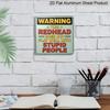2D Flat - 1pc, Vintage Metal Aluminum Decorative Sign, Humorous Warning Sign with Red Hair, Suitable for Porches, Hallways, Game Rooms, Room Decor