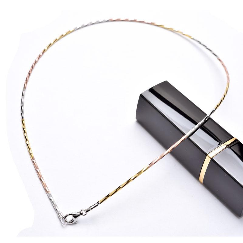 Fashionable Versatile Three-Color Gold Silver Necklace S925 Silver Color Women's Pendant Chain Sweater Chain