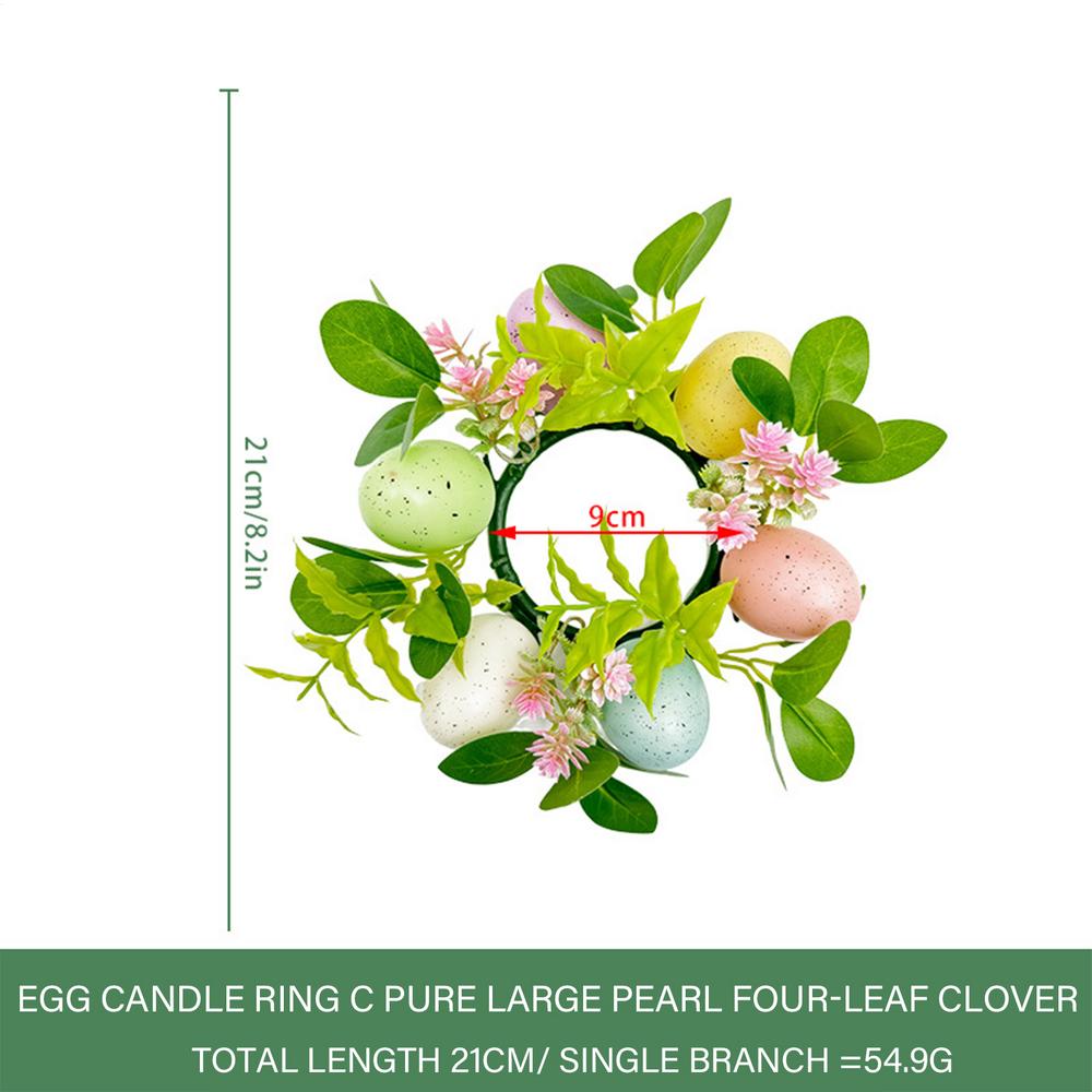 Easter Candle Rings Wreath Pillar Candle Holder Candle Ring Greenery Wreath Tabletop Ornaments Desk Easter Floral Decorations