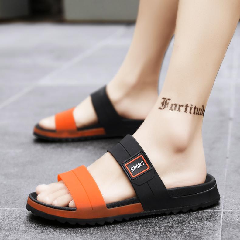Trendy Slippers for Men Summer Breathable Slip Resistant Beach Resistant Wear-resistant Casual One-piece Sandals
