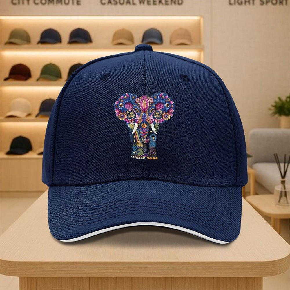 Colorful Mandala Elephant Baseball Cap Adjustable Polyester Outdoor Sports Casual Cap Unisex