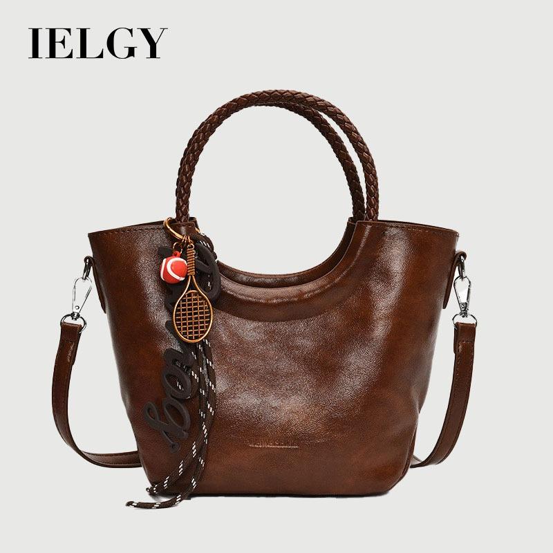 IELGY Autumn Winter Retro Fashion One-Shoulder Messenger Bag Ladies Portable Bucket Bag