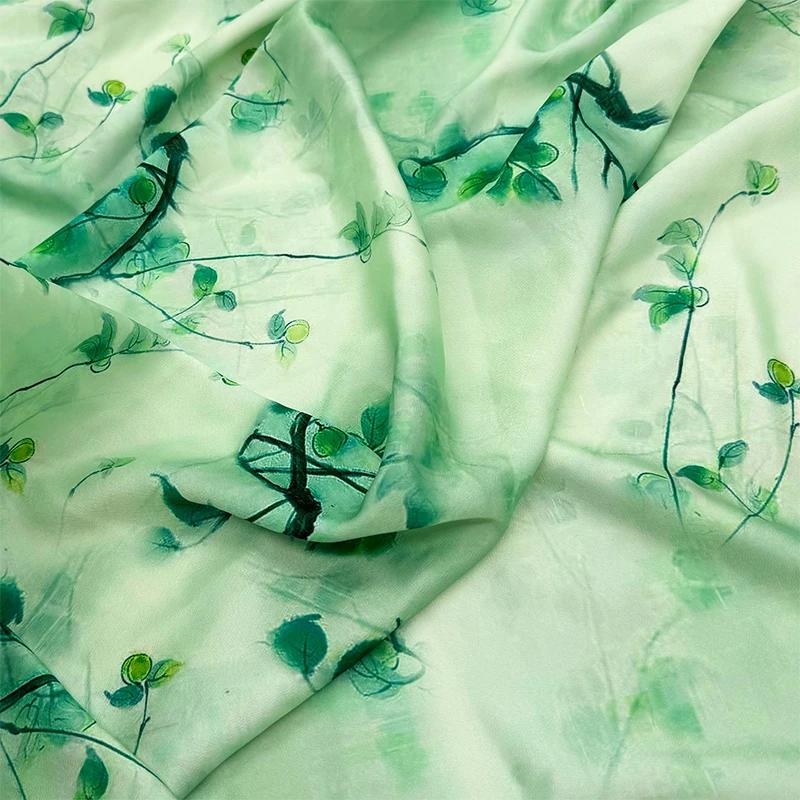 New Chinese Style Imitation Acetic Cloth Satin Cloth Qipao Skirt Material Clothing Fabric Diy Handmade Cloth Head Color Printing