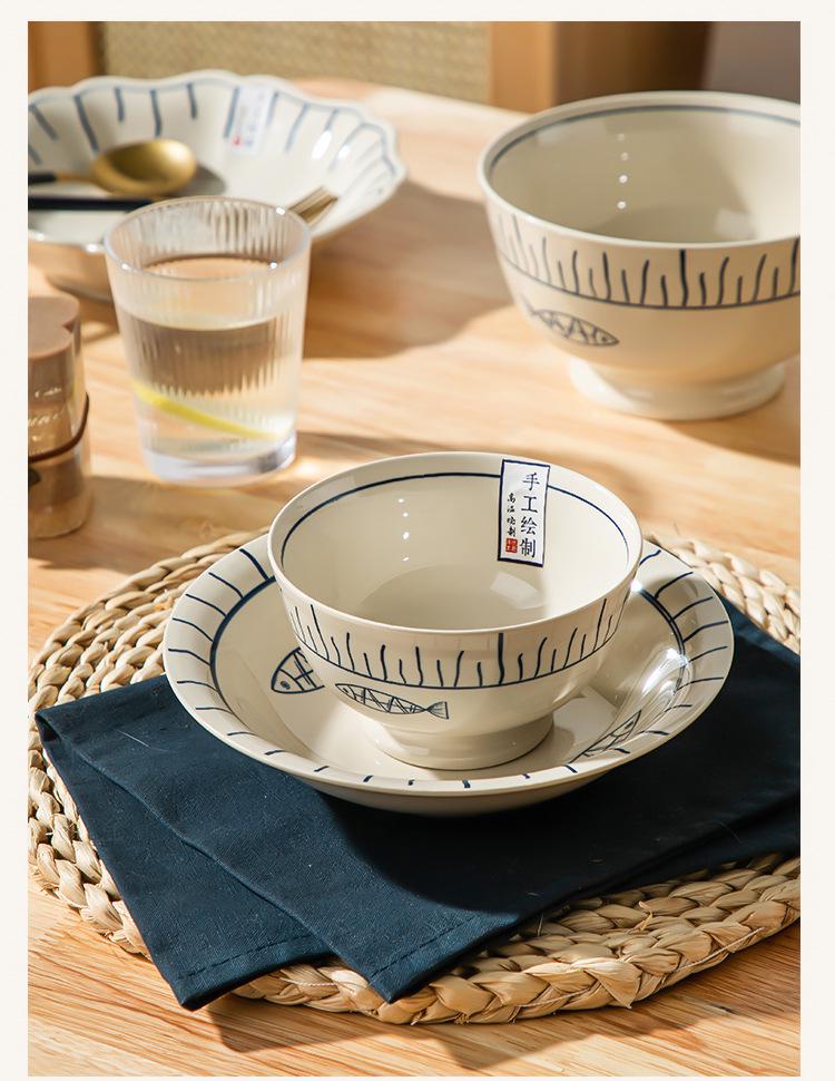 Japanese Ceramic Dinnerware Set: Includes Round & Square Plates, Fish & Steaming Plates, Side Dish Plates, and Bowls.