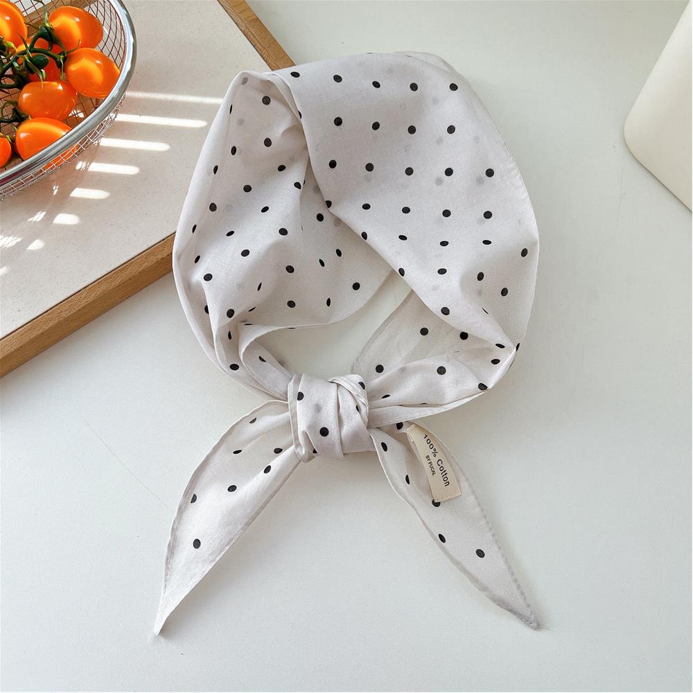 Summer Retro Triangle Headscarf Korean Polka Dot Scarf Kawaii Triangle Scarf Spring Shawl Women's Scarf White Handkerchief NEW