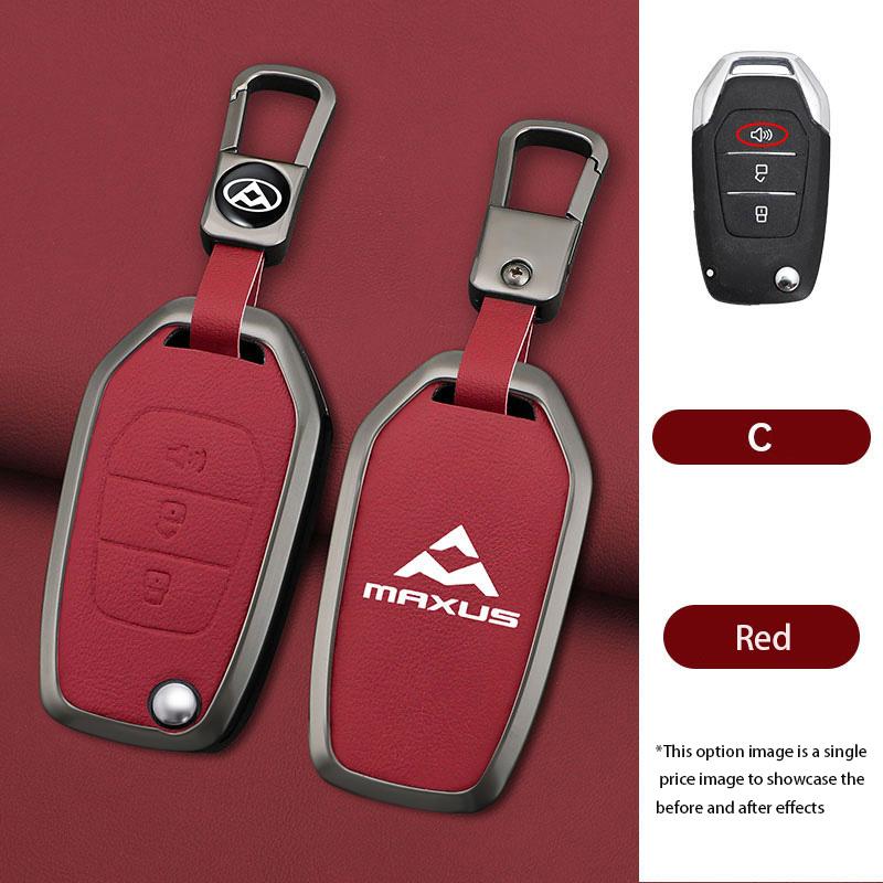 Interior Mouldings Zinc Alloy Leather Car Key Case Cover For SAIC MAXUS T60 Keychain Remote Auto Protection Guard Shell Fob Hold