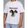 Unisex T Shirt White Unleashed Wolf Heads with Chain Graphic for Casual Wear