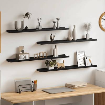 Vidaxl Wall Shelves, 4 Pcs, Black, 80X9X3 Cm