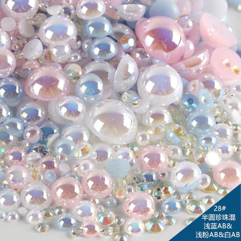 

Смешанный полукруглый жемчужный АБС-каучук с плоским дном, бриллиантовый набор, имитация жемчуга, смешанный размер, аксессуары для ювелирных изделий своими руками 30G/bag (random size)