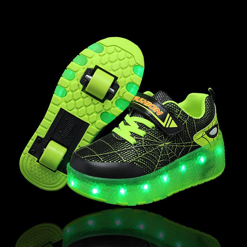 Children's Charging Runaway Shoes Automatic with Lights Single and Double Wheel Skates Luminous Shoes