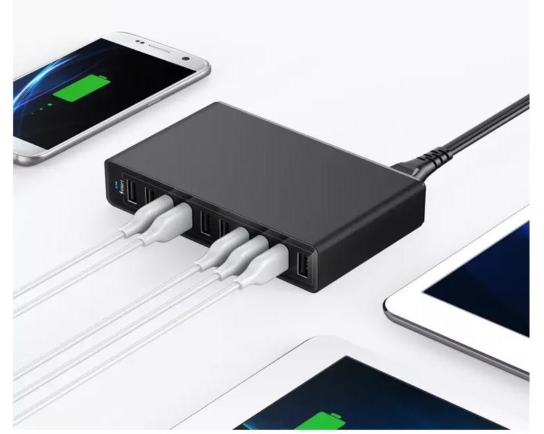 65W Multi-Port USB Charger, PD 20W Fast Charging, QC 3.0 Compatible with Apple & Huawei.