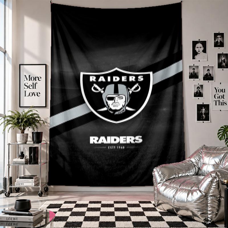 Las Vegas Raiders Wandteppich Heimdekoration Wandbehang Stoff für Schlafzimmer Wohnzimmer Hintergrund