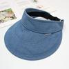 Hat women's new denim empty top hat UV protection large brim sun hat summer big head circumference no top sun hat