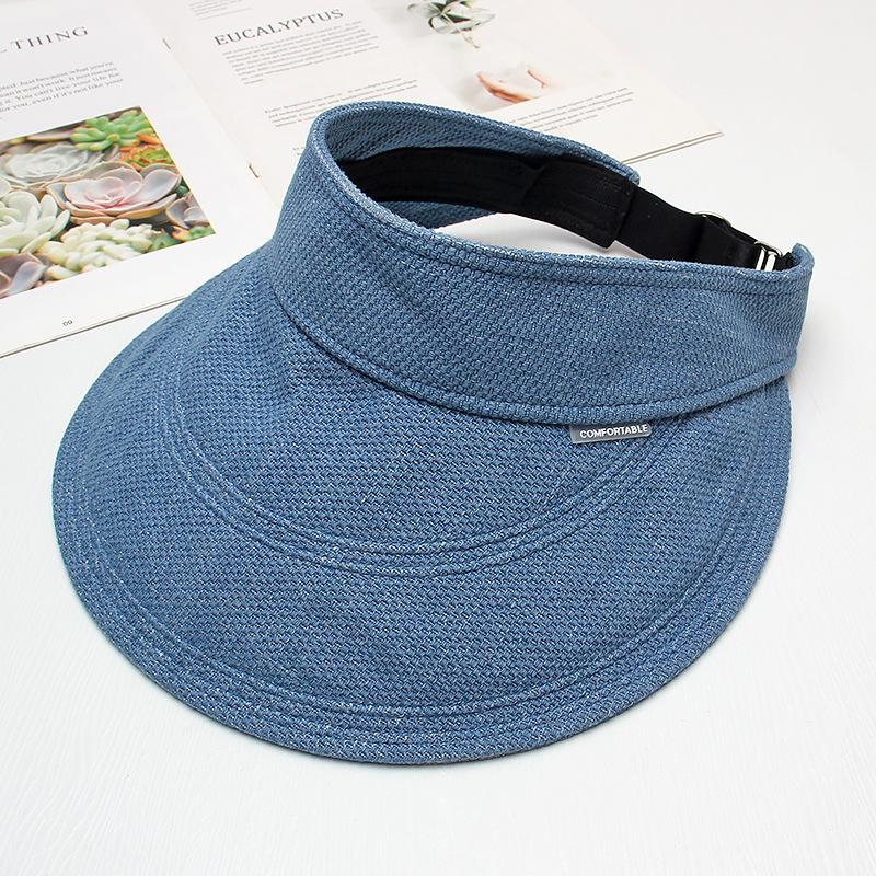 Hat women's new denim empty top hat UV protection large brim sun hat summer big head circumference no top sun hat