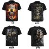 Men's Casual Skull 3D Printed T-shirt Summer Mountain Short Sleeve Top