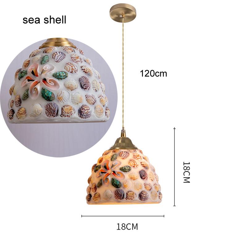 Glass Ceiling Chandelier Creative Sea Shell Lampshade Bedroom Bedside Hanging Lamp Interior Decoration Lighting Pendant Lights