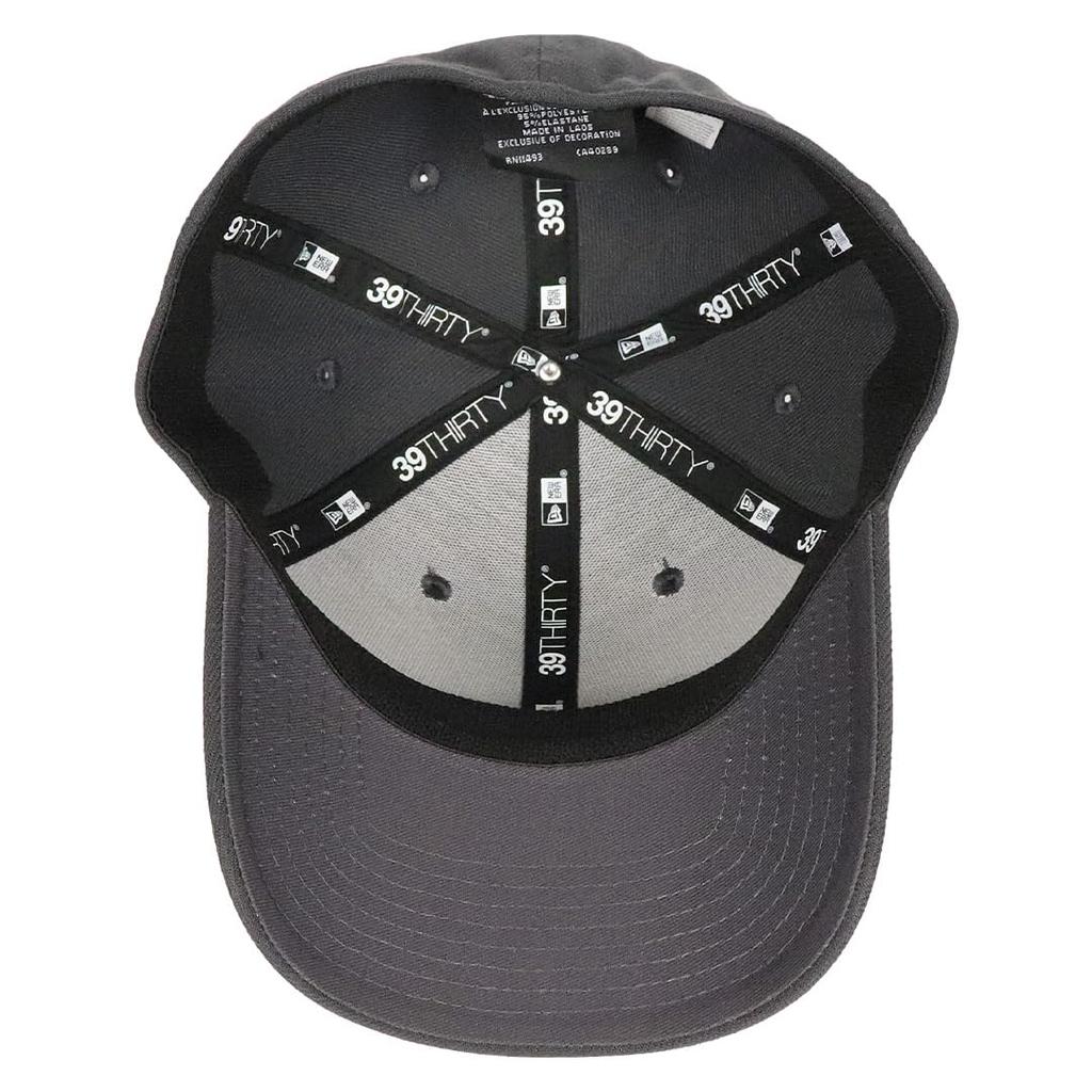 [New Era] Cap for Men and Women, NewEra 39THIRTY, Plain, Hat, Baseball Cap, Stretch, Elastic, Side Logo, Flag Logo, Brand, SM, Graphite [Used]