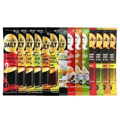 Chaizup Instant Premix Tee – 3 Einzigartige Sortimente: Täglich (7 Geschmacksrichtungen), Dimtee (3 Geschmacksrichtungen), Prämie (4 Geschmacksrichtungen) | 14 Beutel (1 Beutel pro Geschmacksrichtung)