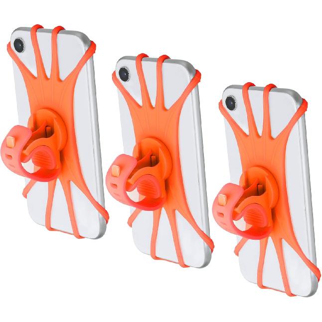 PATIKIL 3Pcs Bike Phone Mount, 360° Rotation Silicone Motorcycle Phone Holder for 3"- 6.5" Phones Adjustable Phone Mount for Motorcycle Bicycle