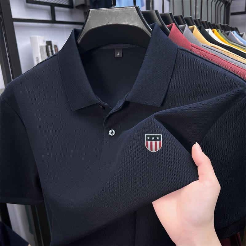 Men's Polo Shirt High Quality Lapel Flag Print Short Sleeve T-Shirt Summer Fashion Trend Men's Wear