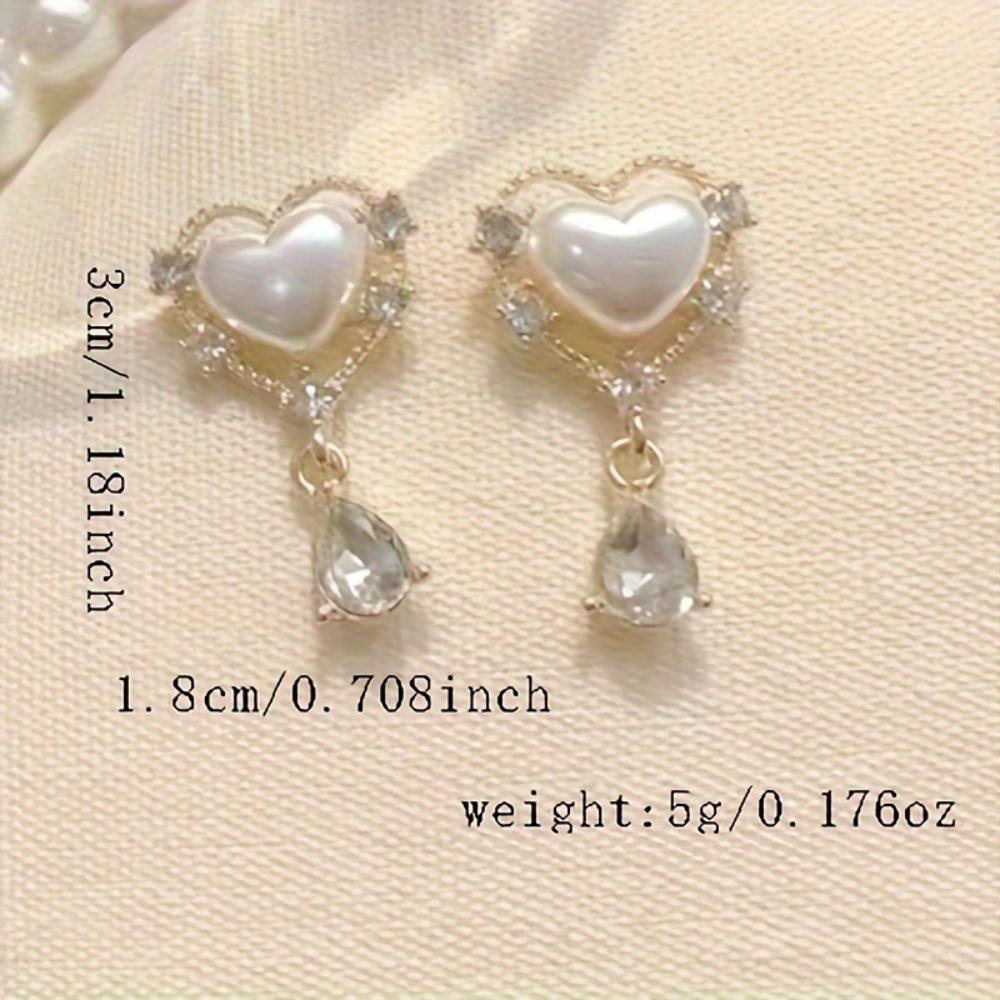 1 Pair Vintage Court Hollow Heart Earrings,Simulated Pearl,Ins Minimalist Jewelry for Banquet & Party Outfits