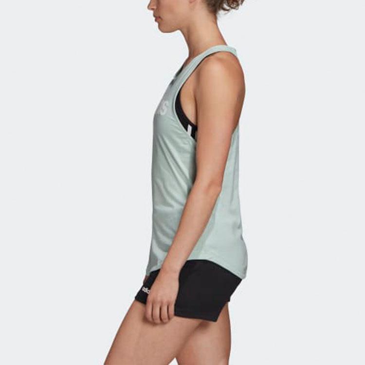 Adidas Letter Logo Printed Sports Tank Top Women Tops Green FM6360