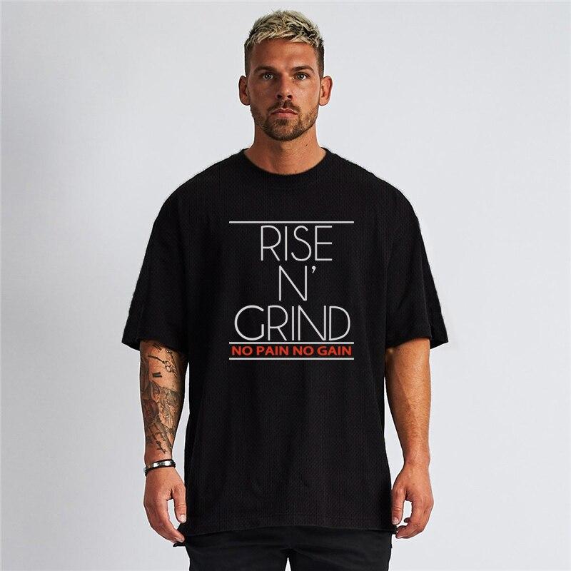 Muscleguys Herren Fitness Sport Kurzarm Outdoor Laufen Locker Fünfviertelarm Atmungsaktives T-Shirt