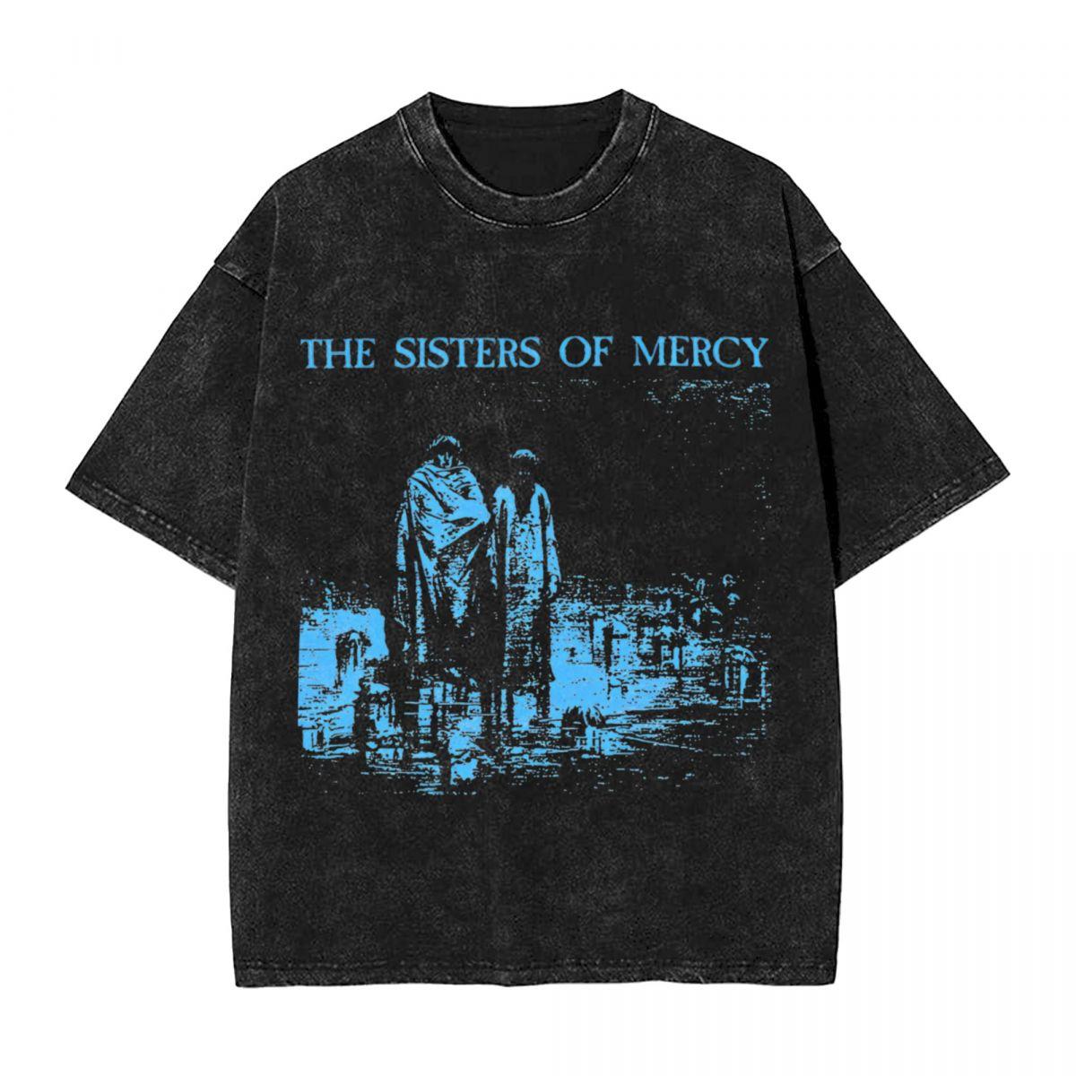 

Washed T Shirts The Sisters Of Mercy Casual TShirt Harajuku Gothic Rock Streetwear Graphic Tops Tee Shirt for Men Women S