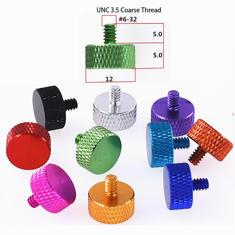 2PCS 6#-32UNC  Color Aluminum Knurling Hand Thumb Screws Computer Case DIY Side Panel Hard Drive Graphic Card Screws