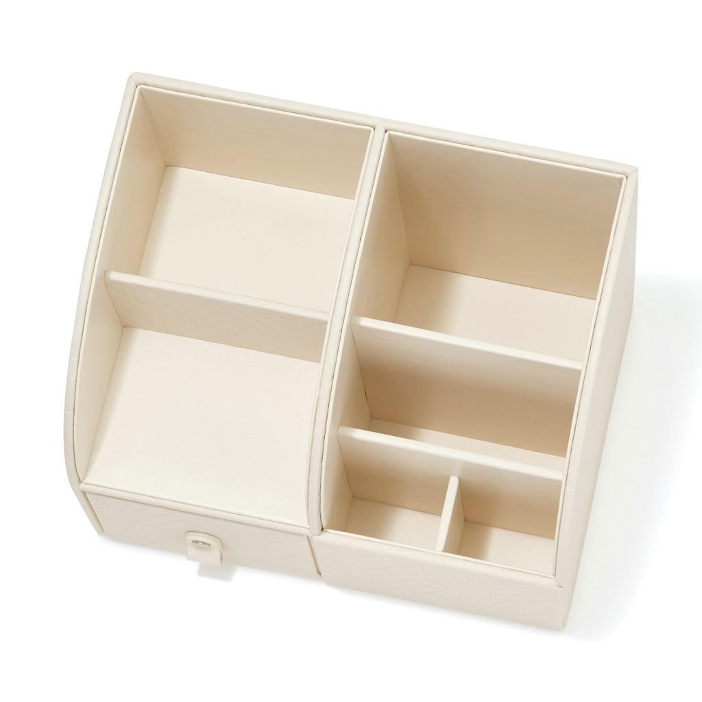 Francfranc Quilted Desk Organizer L Ivory Desk Storage Tabletop Storage Accessory Case Drawer