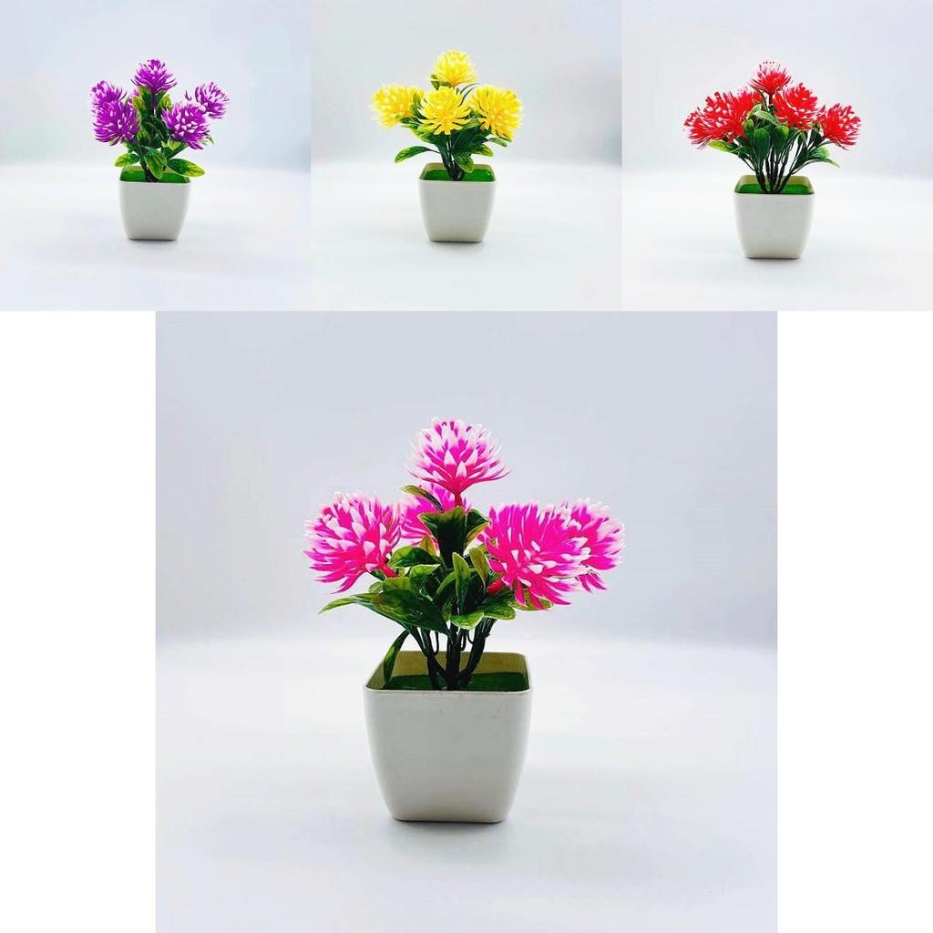 Fake Pinecone Bonsai With Plastic Flowers For Display And Collectors Gift Collection