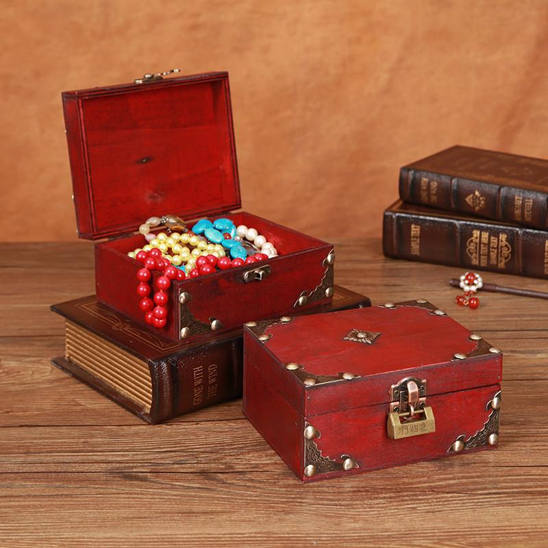 Vintage Girl Wooden Storage Box With Lid Jewelry And Organization Accessories